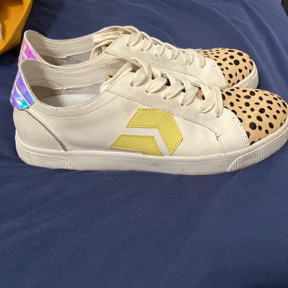 DOLCE VITA White Leather Printed Calf Hair Sneaker